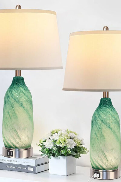 green glass table lamp uk